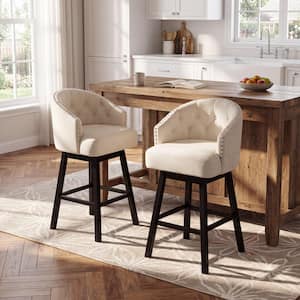Ogden 41.5 in. Beige Swivel Cushioned Bar stool (Set of 2)