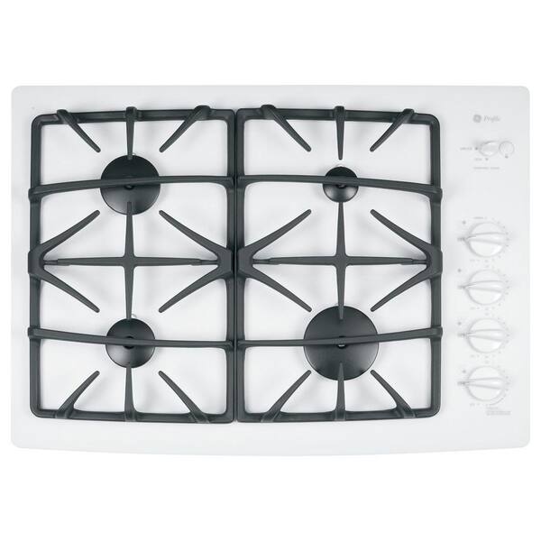 GE 30 in. Gas Cooktop in White with 4 Burners including Power Boil Burner