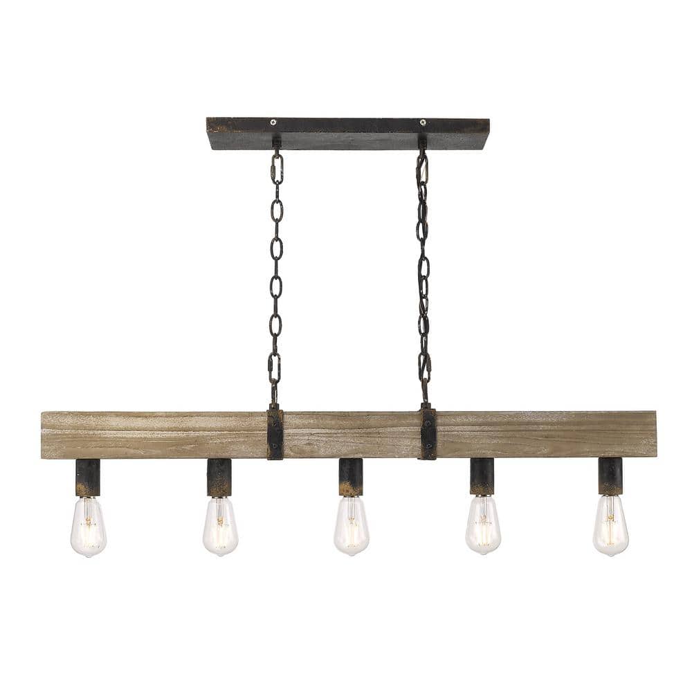 Golden Garrett Rustic Black Iron Linear Island Pendant