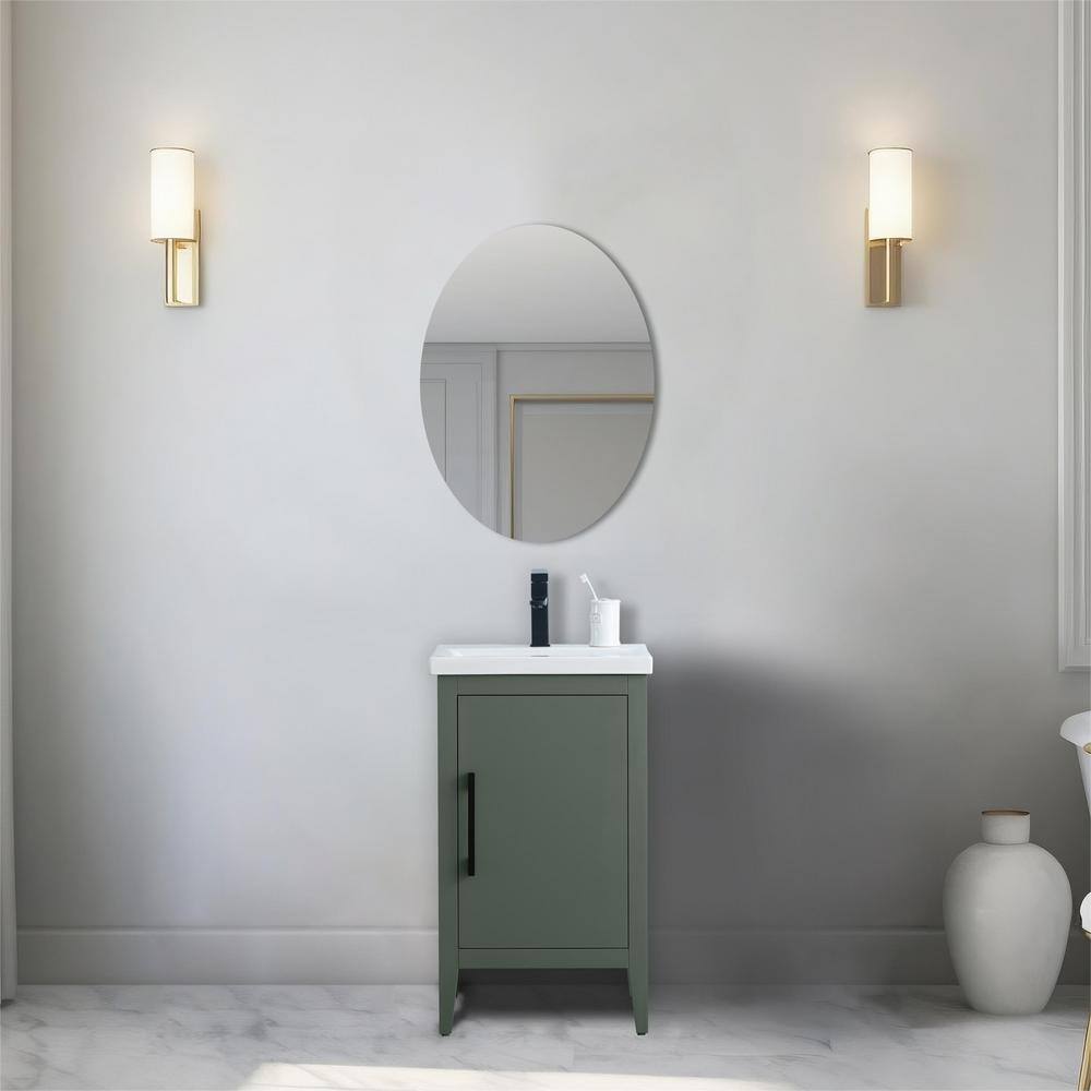 20'' Vintage Green Single Bathroom Vanity with Ceramic Top