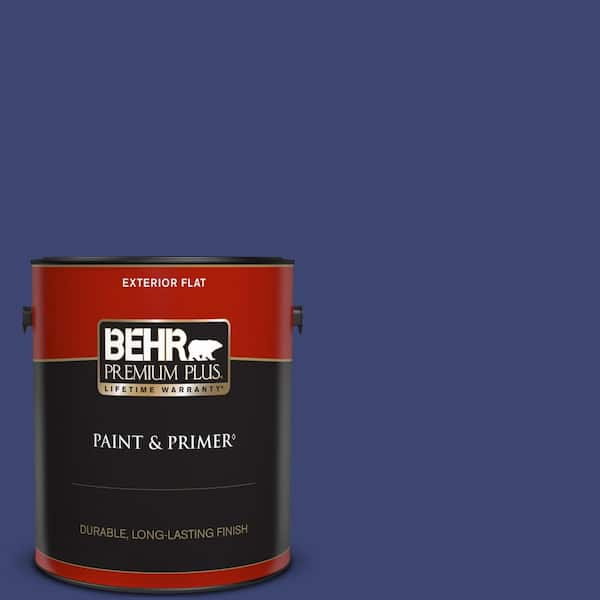 BEHR PREMIUM PLUS 1 gal. #T18-18 Constellation Blue Flat Exterior Paint & Primer