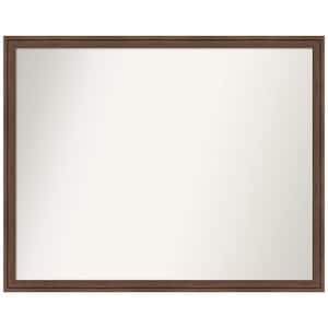 Florence Medium Brown 29.75 in. x 23.75 in. Non-Beveled Casual Rectangle Framed Wall Mirror in Brown