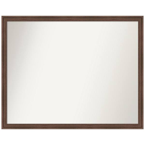 Amanti Art Florence Medium Brown 29.75 in. x 23.75 in. Non-Beveled Casual Rectangle Framed Wall Mirror in Brown