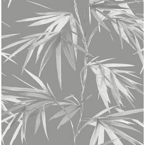 Asia Bamboo Leaf Dark Grey Vinyl Strippable Roll (Covers 56 sq. ft.)