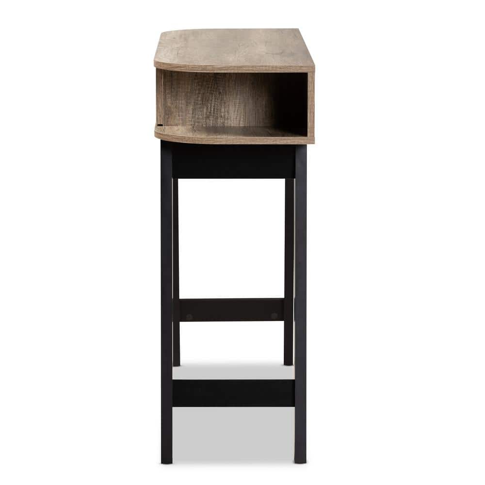 Light Brown Wood Demilune Console Table with Storage