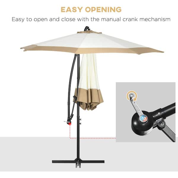 Outsunny 9.5 ft. Cantilever Umbrella, Offset Patio Umbrella with Crank and  Cross Base, Hanging Umbrellas in Tan 84D-241V00TN - The Home Depot