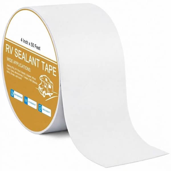 RV Roof Sealant Tape 4 in. x 50 ft. Roll White Weatherproof Leak Repair for Camper Trailer Motorhome Boat