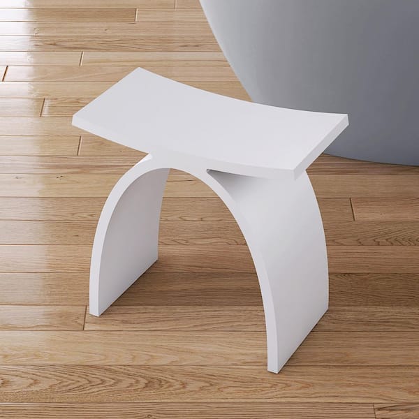 16.7 in. Solid Surface Shower Stool in White