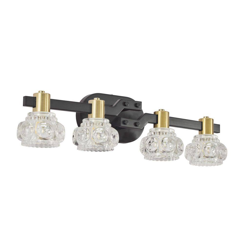 24 in. 4-Light Black Vanity Light with Clear Crystal Shade price history on PriceWatchPro