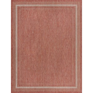 Outdoor Soft Border Rust Red 9' 0 x 12' 0 Area Rug