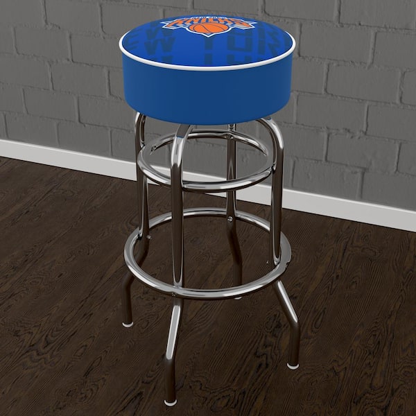 Unbranded New York Knicks City 31 in. Blue Backless Metal Bar Stool with Vinyl Seat