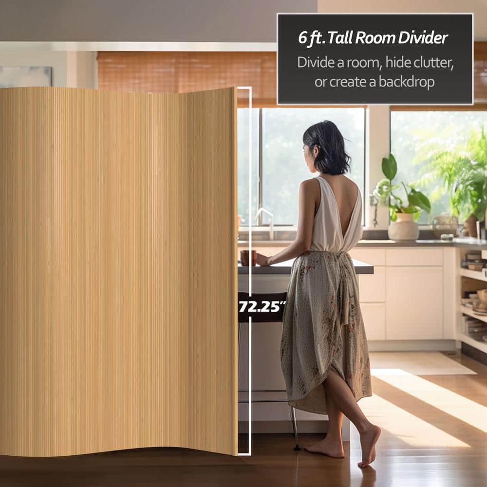 Honey Bamboo Wave Folding Room Divider
