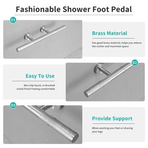 12 in. Wall Mounted Corner Shower Foot Rest Bar for Shaving Legs Bathroom/Spa in Brushed Nickel