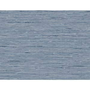 60.75 sq. ft. Denim Blue Vantaa Embossed Vinyl Unpasted Wallpaper Roll