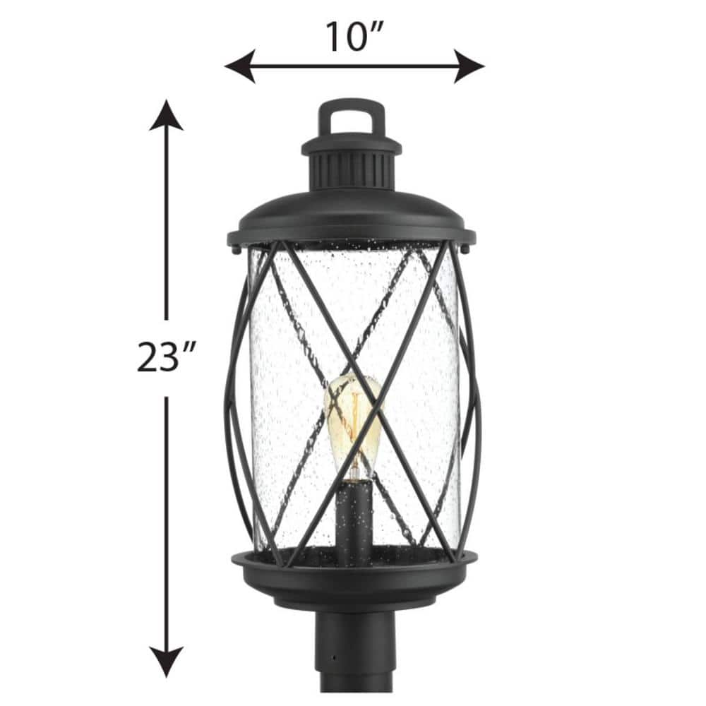 Hollingsworth Black Metal Outdoor Post Lantern with Clear Seeded Glass