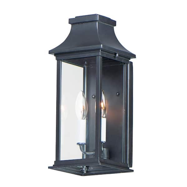 Vicksburg 2-Light Black Outdoor Pocket Hardwired Wall Sconce