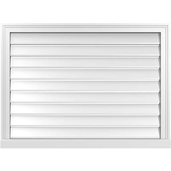 Ekena Millwork 38" x 28" Vertical Surface Mount PVC Gable Vent: Functional with Brickmould Sill Frame