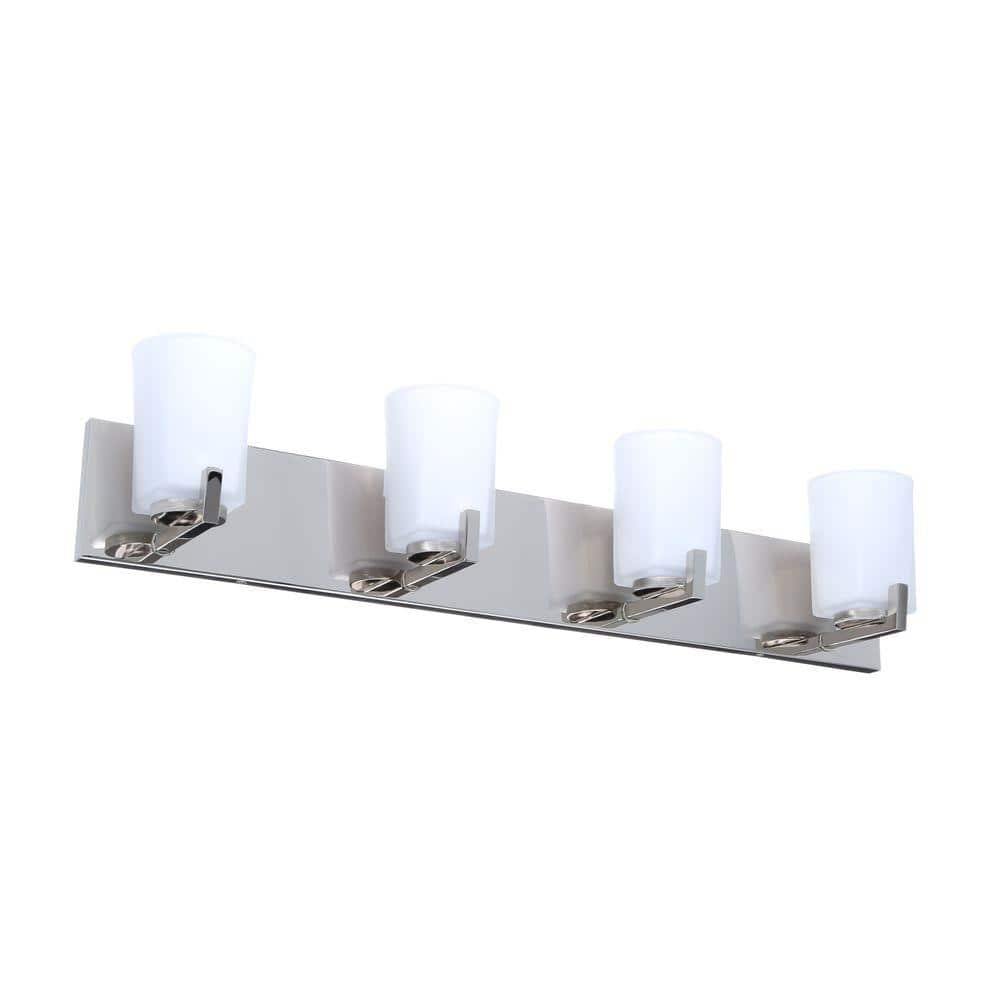 UPC 718212152249 product image for Wellman 4-Light Polished Nickel Vanity Light with Etched White Glass Shades | upcitemdb.com