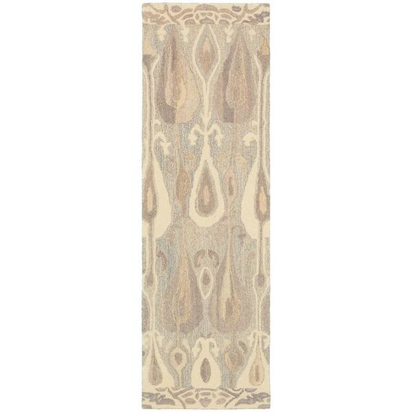2 X 8 Gray, Beige Abstract Washable Area Rug Runner Rug