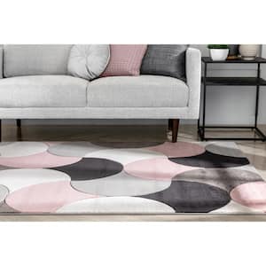 Good Vibes Helena Blush Pink Modern Geometric Shapes 7 ft. 10 in. x 9 ft. 10 in. Area Rug