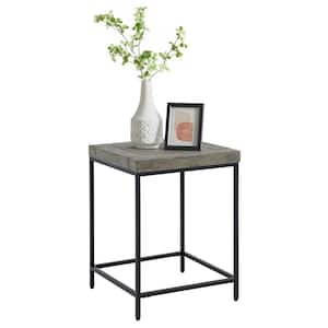 18 in. Industrial Pine Solid Wood Modern End Table, Gray