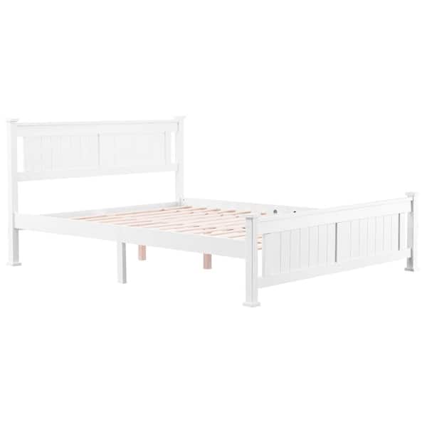 Karl home Vertical White Platform Bed Full