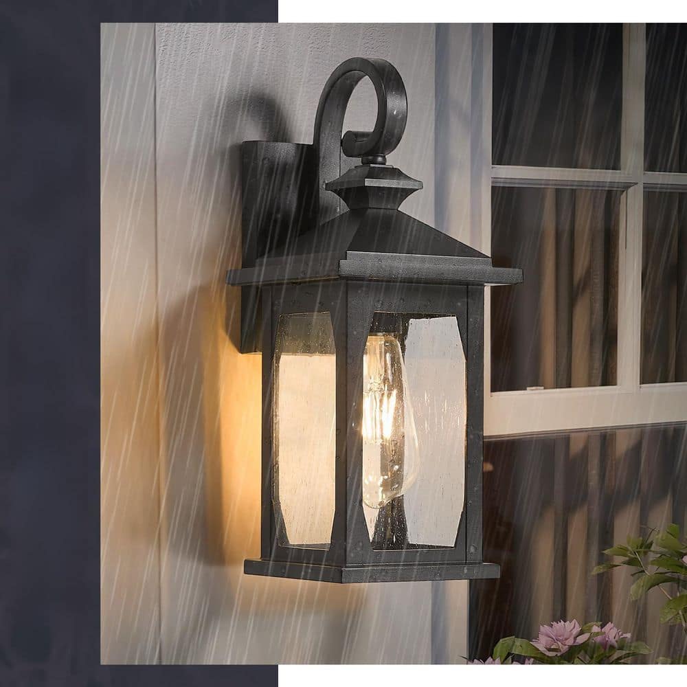 21.2 in. Black No Motion Sensing Outdoor Hardwired Wall Lantern Sconce with No Bulbs Include price history on PriceWatchPro