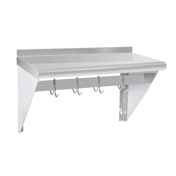 18 x 24 Polished Stainless Steel Wall Mounted Rack Pot Rack with Hooks NSF Certified Heavy Duty Storage for Kitchen