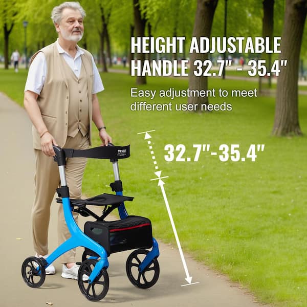 VEVOR Folding Rollator Walker 300 lbs. Load 4-Wheel Rolling
