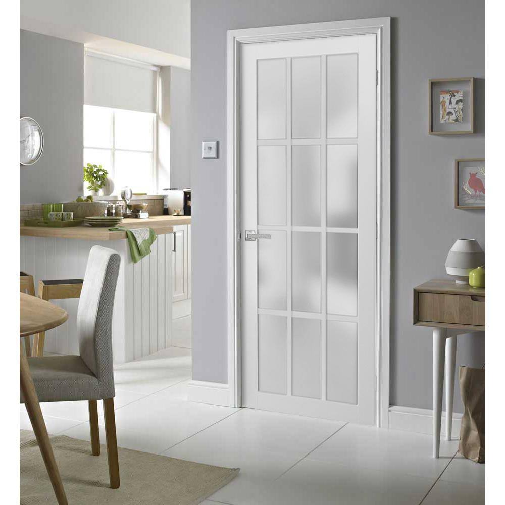 Solid Pine French Door with Frosted Glass 12 Lites 30 x 80 inches