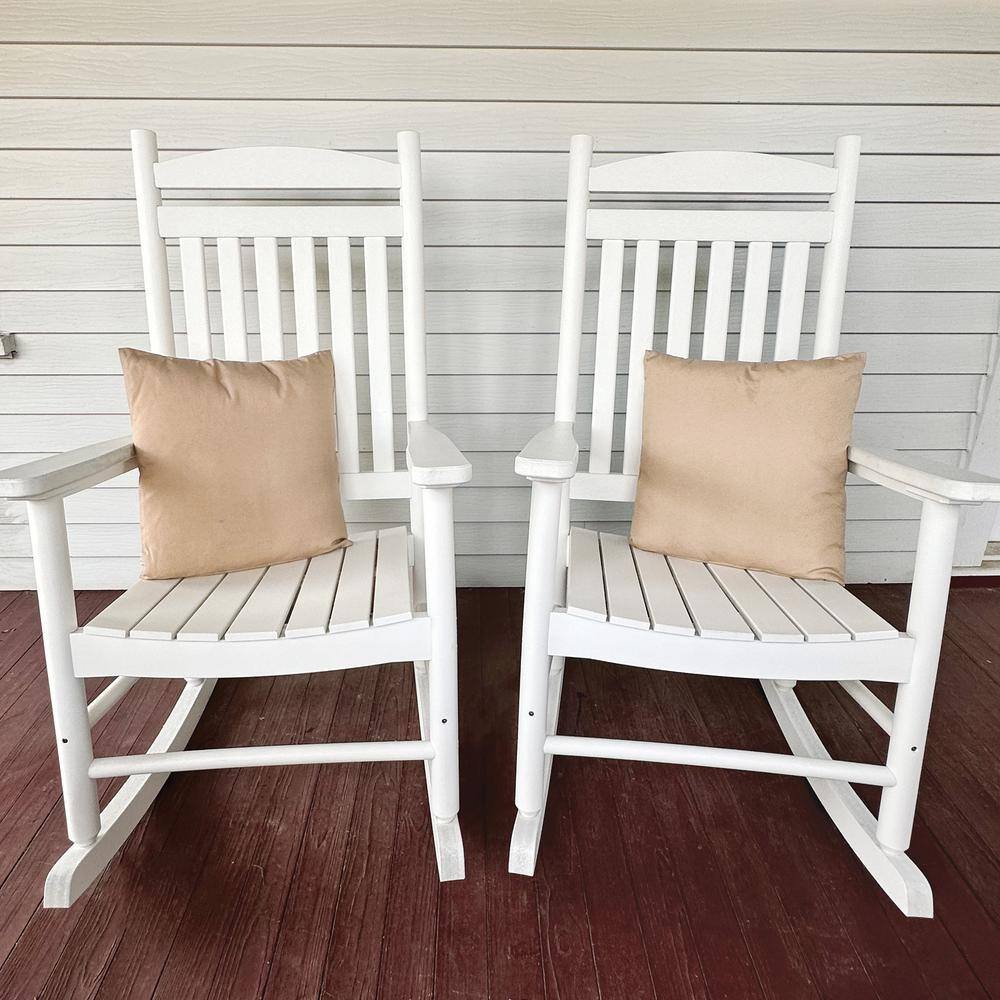 Champagne Beige Square Outdoor Throw Pillow Set with Polyfiber Fill