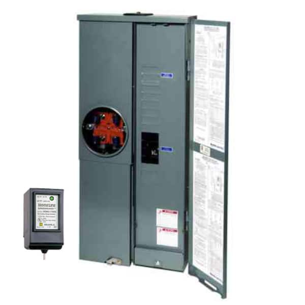 Homeline 200 Amp 8-Space 16-Circuit Outdoor Ring-Type Overhead/Underground Main Breaker CSED with Surge Breaker SPD