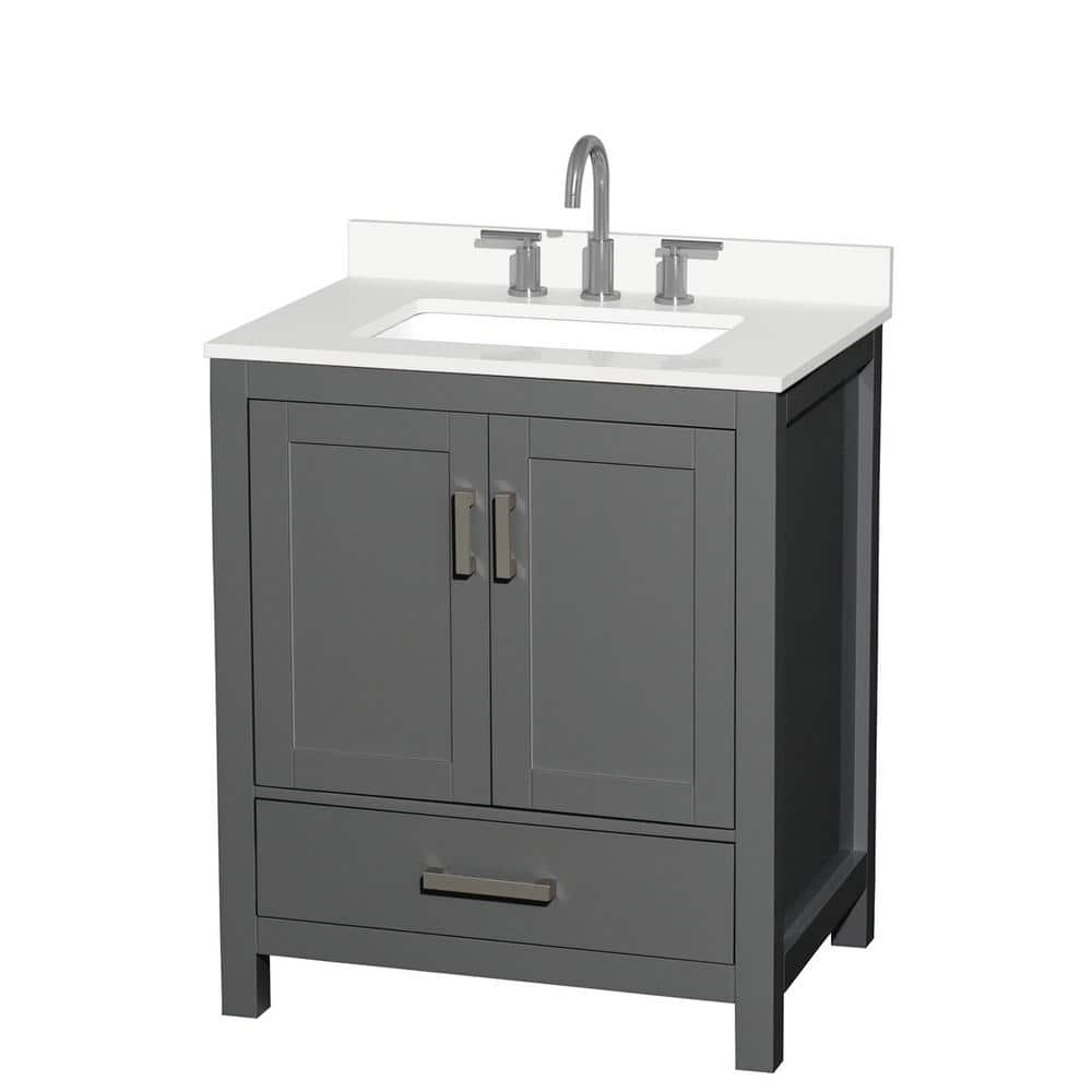 Sheffield 30 in. W. x 22 in. D x 35 in. H Single Bath Vanity in Dark Gray with White Quartz Top price history on PriceWatchPro