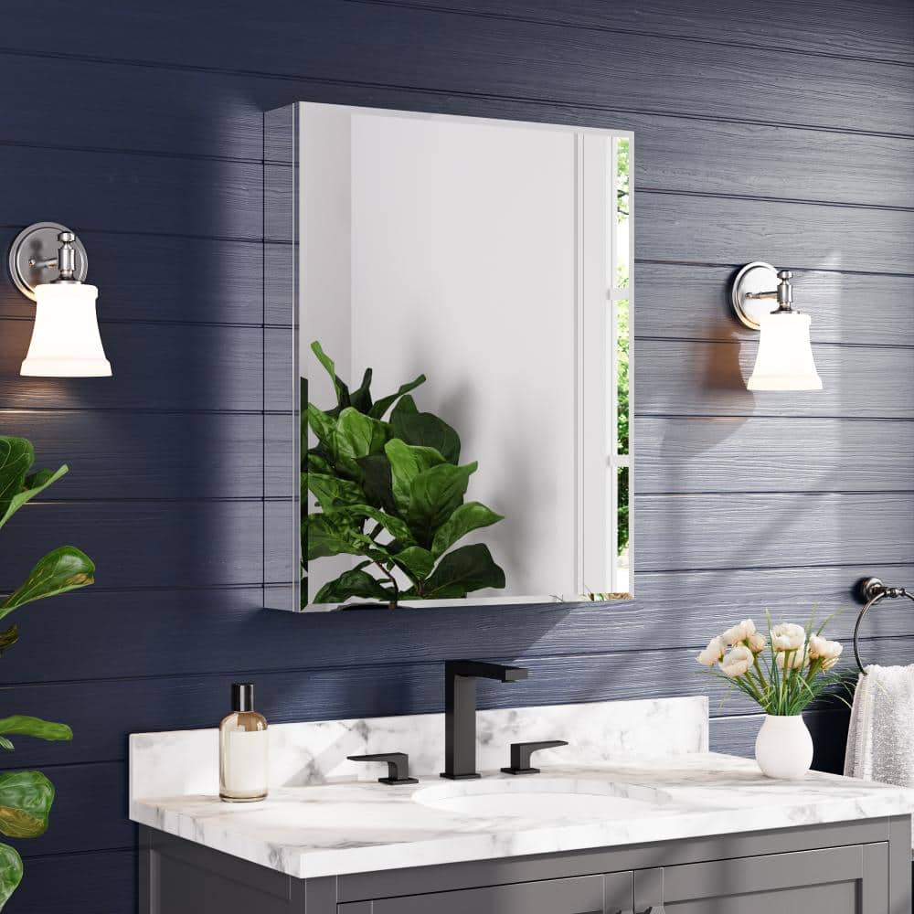24 in. W x 30 in. H Left Swing Rectangle Copper Free Tri View Aluminum Soft Close Bathroom Medicine Cabinet with Mirror price history on PriceWatchPro
