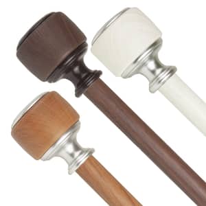 1" dia Adjustable Single Faux Wood Curtain Rod 28-48 inch in Chestnut with Fist Finials