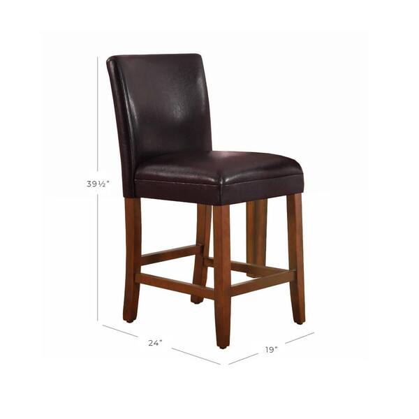 Homepop Luxury Brown Faux Leather 24 in. Counter Height barstool