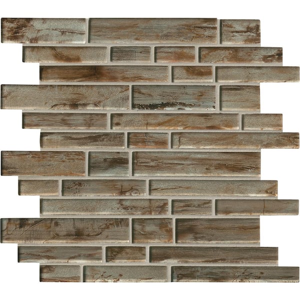 MSI Zirconia Interlocking 11.81 in. x 11.81 in. x 8mm Glass Mesh-Mounted Mosaic Tile (0.97 sq. ft.)