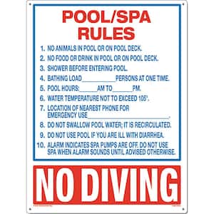 Residential or Commercial Swimming Pool and Spa Signs, Pool/Spa Rules