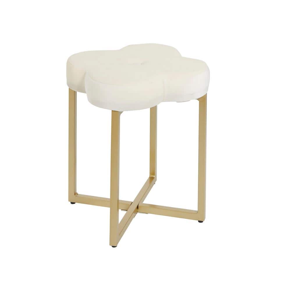 Silverwood Furniture Reimagined Quatrefoil Cream Velvet Vanity Seat Cpfv1208c The Home Depot