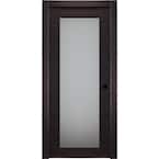 32 in. x 80 in. Avanti 207 Black Apricot Left-Hand Solid Core Wood 1-Lite Frosted Glass Single Prehung Interior Door