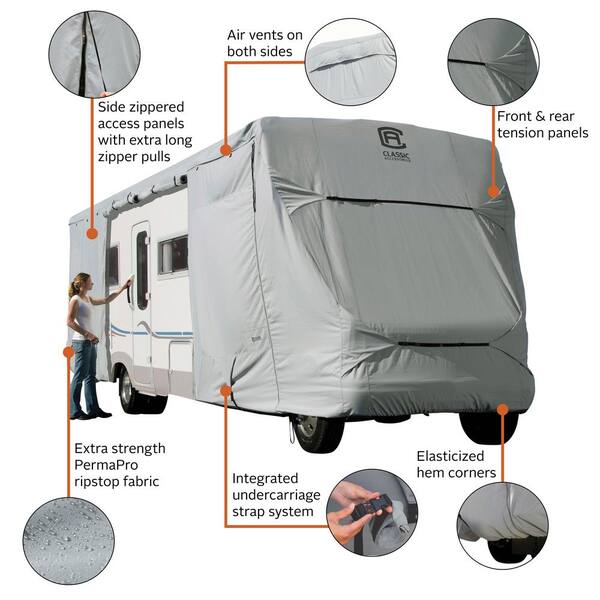Classic Accessories 79263 Polypro III Grey Deluxe Class C RV Cover Grey 23-Feet RVs Fits 20-Feet