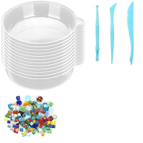 12.01 in. x 10.04 in. x 5.71 in. Round Multicolor Plastic Box DIY Garden Stepping Stone Kit Outdoor Decor 24-Pieces