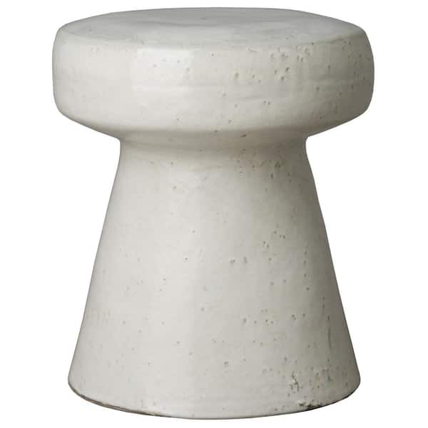 Emissary Mushroom 18 in. H White Round Ceramic Garden Stool