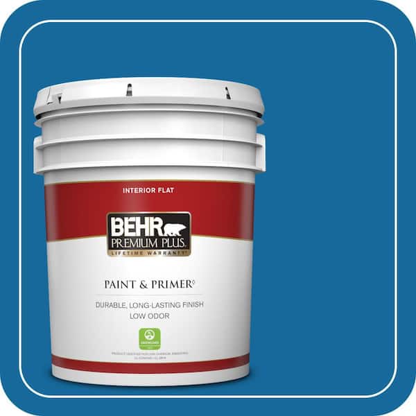 BEHR PREMIUM PLUS 5 gal. #P500-7 Cosmic Cobalt Flat Low Odor Interior Paint & Primer