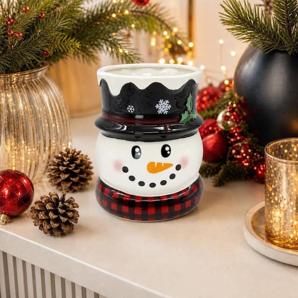 Wudkey 6.3 in. Christmas Snowman Ceramic Utensil Holder in White