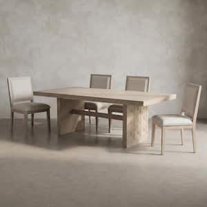 Flonnin 5 Piece Modern Classic Rectangle Tawny Brown Wood Top Dining Table Set Seats 4