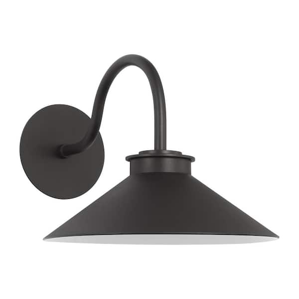 Generation Lighting Modern Barn Light Medium Textured Black StoneStrong Dark Sky Outdoor Hardwired Sconce with Integrated LED
