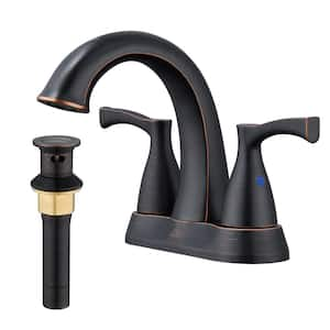 Deck Mounted Dual Handles 4 in. Sink Faucet Bathroom Faucet with Drain Kit Included and Deckplate in Oil Rubbed Bronze