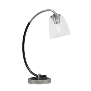 Delgado 18.25 in. Graphite and Matte Black Desk Lamp, Piano Desk Lamp, with Clear Bubble Glass Shade