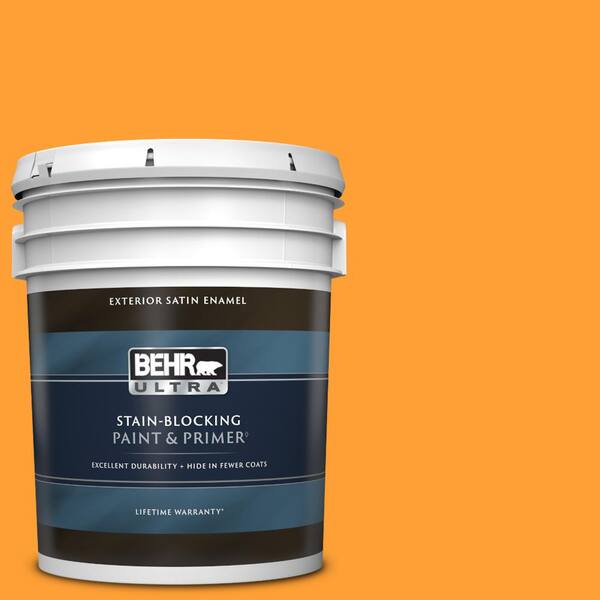 BEHR ULTRA 5 gal. #P250-7 Blazing Bonfire Satin Enamel Exterior Paint & Primer
